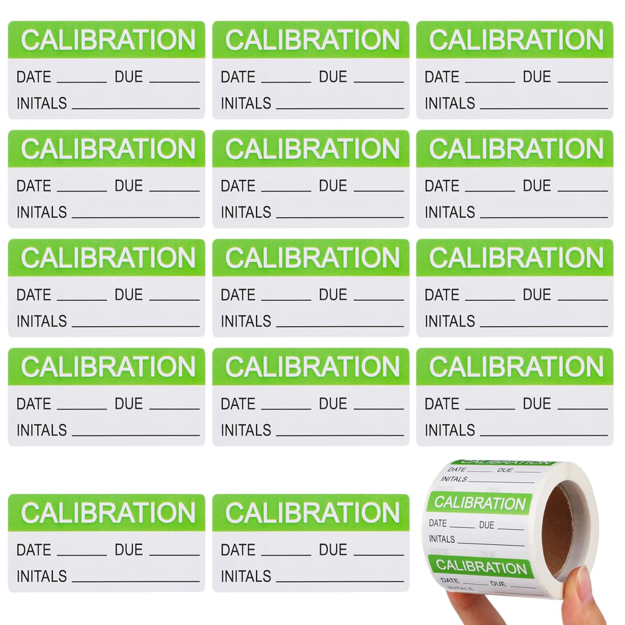 VILLCASE Calibration Stickers Self-Adhesive Green Quality Control Labels Writable Permanent 1 Roll 300Pcs for Inventory Testing and Nist Approval