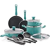 GreenLife Soft Grip Diamond Healthy Ceramic Nonstick, Cookware Pots and Pans Set, 13 Piece, Turquoise