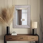 Howard Elliott Collection Small Rectangle Antoni Vanity Wall Mirror with Beveled Glass, Wood Framed Accent Hanging Mirror for