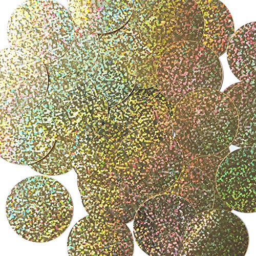 Sequin Round 1.5 inch Gold Couture Paillettes. Glitter Hologram Multi Reflective Metallic. Made in USA. Loose sequins for embroidery, bridal, applique, arts, crafts, and embellishment.