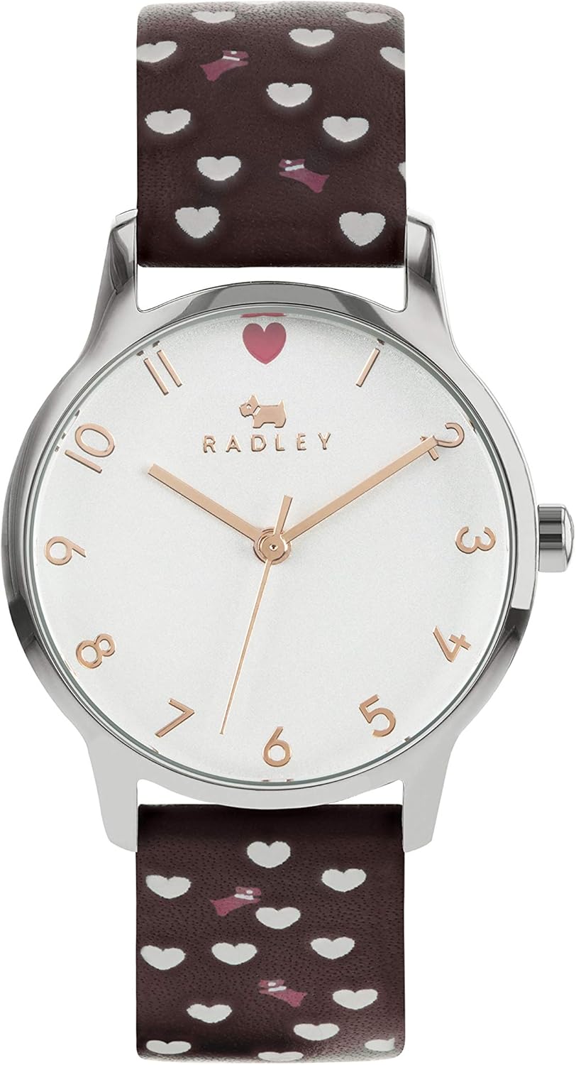 Radley Heart Dial Ladies Oxblood Soft Calf Leather Strap Dog and Heart