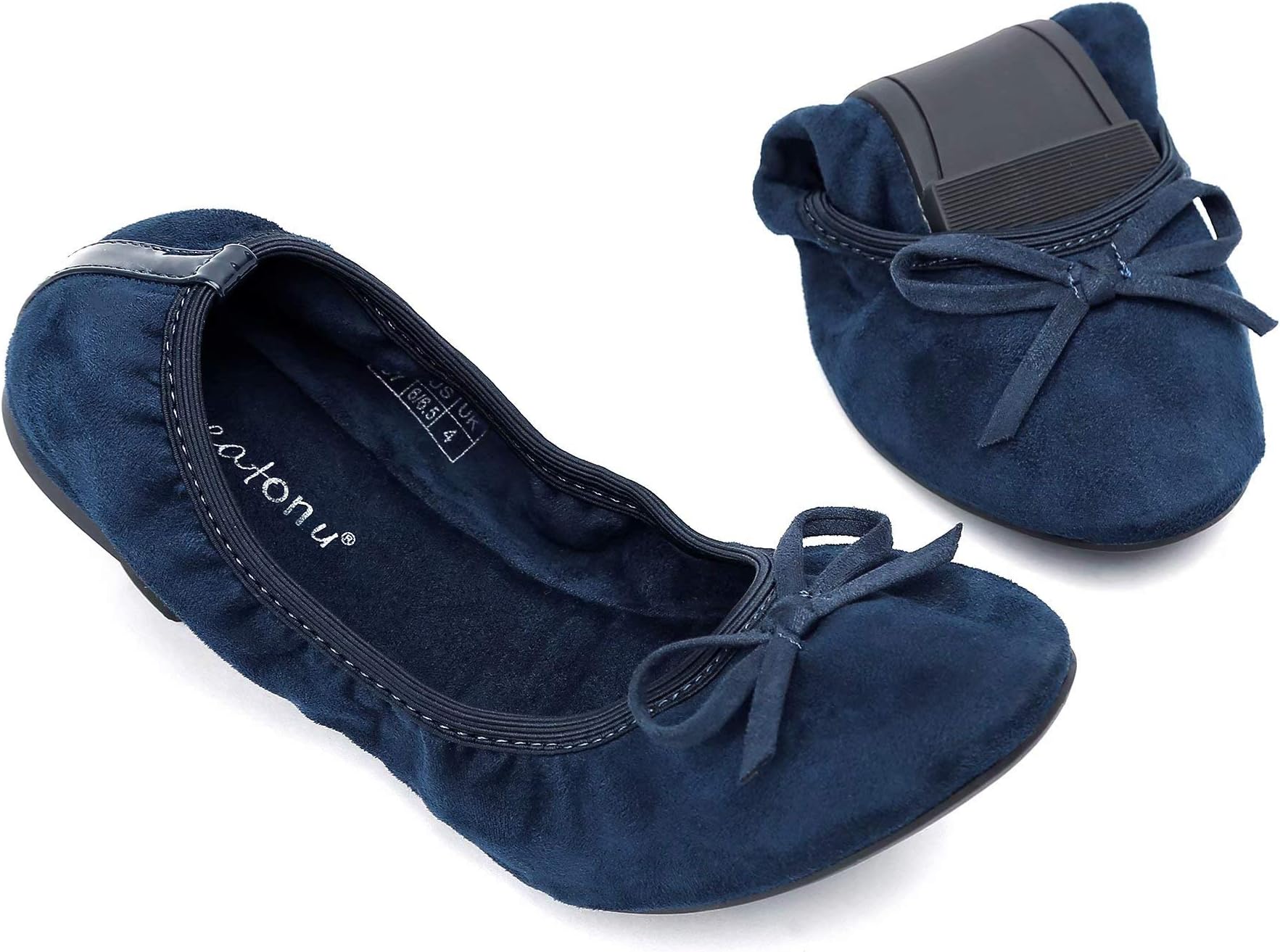 Women's Elastic Foldable Portable Pumps Bow-Tie Ballet Ballerina Flats Dolly Shoes