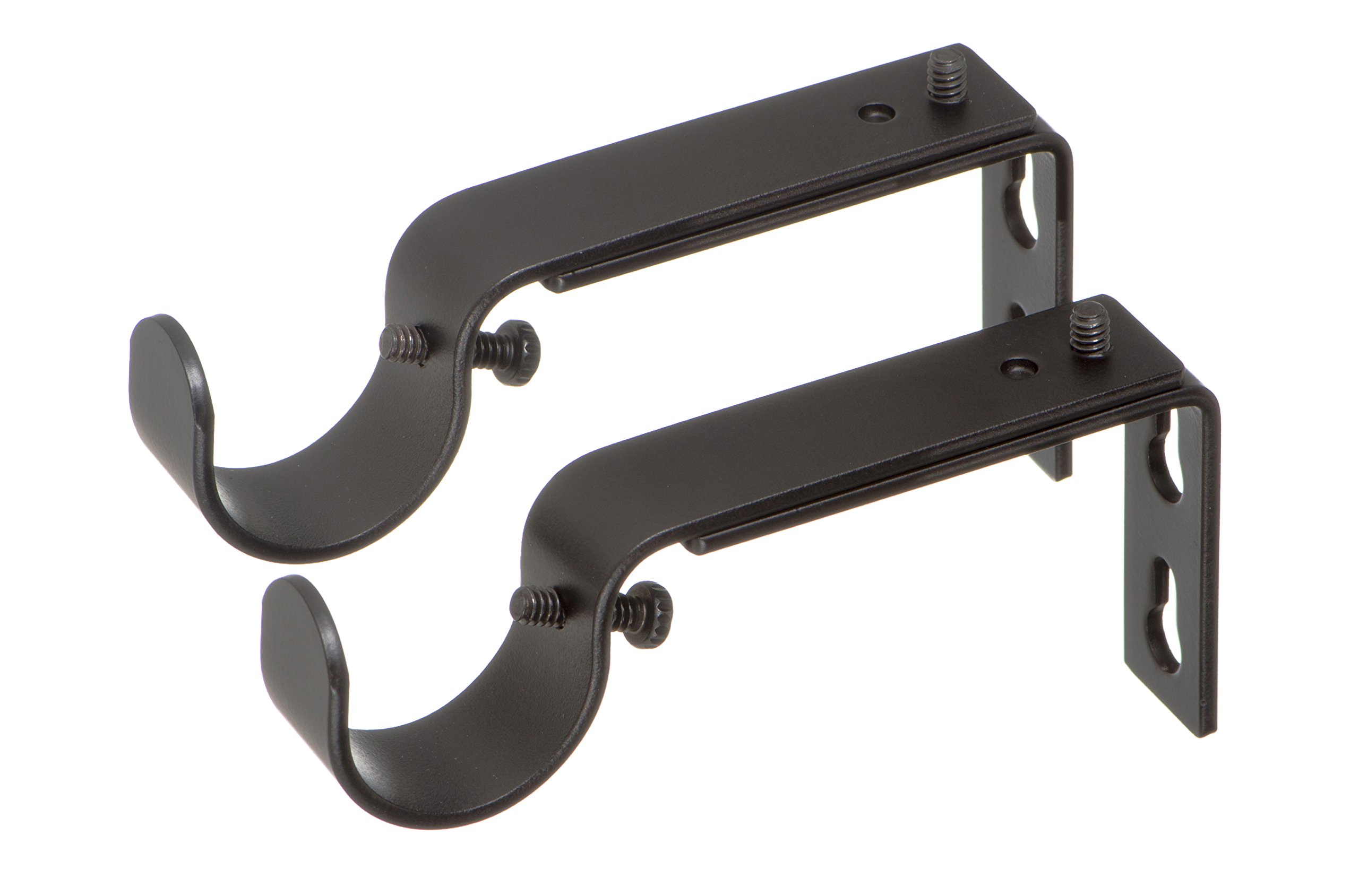 Ivilon Adjustable Brackets for Curtain Rods - for 1 or 1 1/8 Inch Rods. Set of 2 - Antique Black