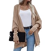 Dokotoo Women's 2026 Fashion Casual Oversized Open Front Batwing Long Sleeve Chunky Knit Cardigans Sweaters Outerwear Coats