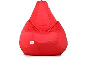 SATTVA CLASSY.ELEGANT.STYLISH SATTVA 5ft All Weather Water Resistant Classic Bean Bag for Adults - Big Bean Bag Covers Only (No Filling), Love Sack Bean Bag Oversized, Washable Ultra Soft Zipper, for Dorm & Family Room (Red)