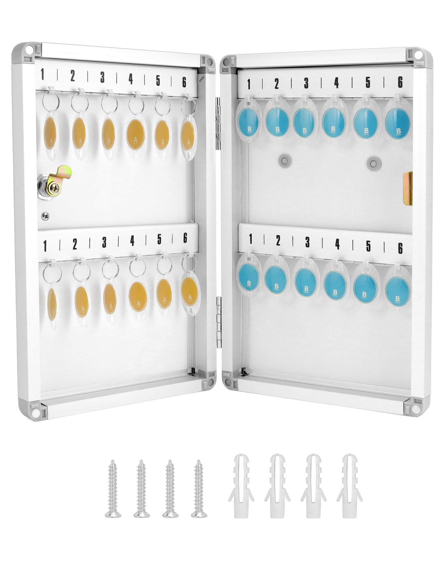 QWORK® 24 Position Key Safe Box Aluminum Key Lock Box for Business, School, Home - 32 x 21 x 5.5 cm (12.5 x 8.3 x 2.2 Inch)