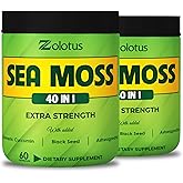 Zolotus (2 Packs 60 Capsules Sea Moss Supplement 40 in 1, with Turmeric Curcumin, Ashwagandha Root, Bladderwrack for Immune System, Body Balance & Heart Health