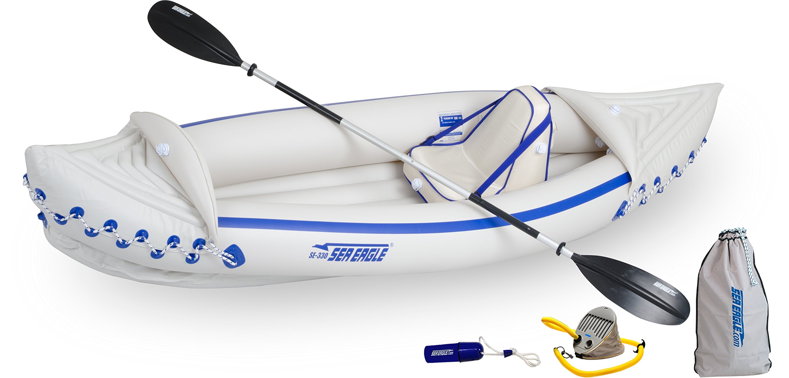 Sea Eagle 2 Person Inflatable Sport Kayak Canoe Boat with Pump and Oars