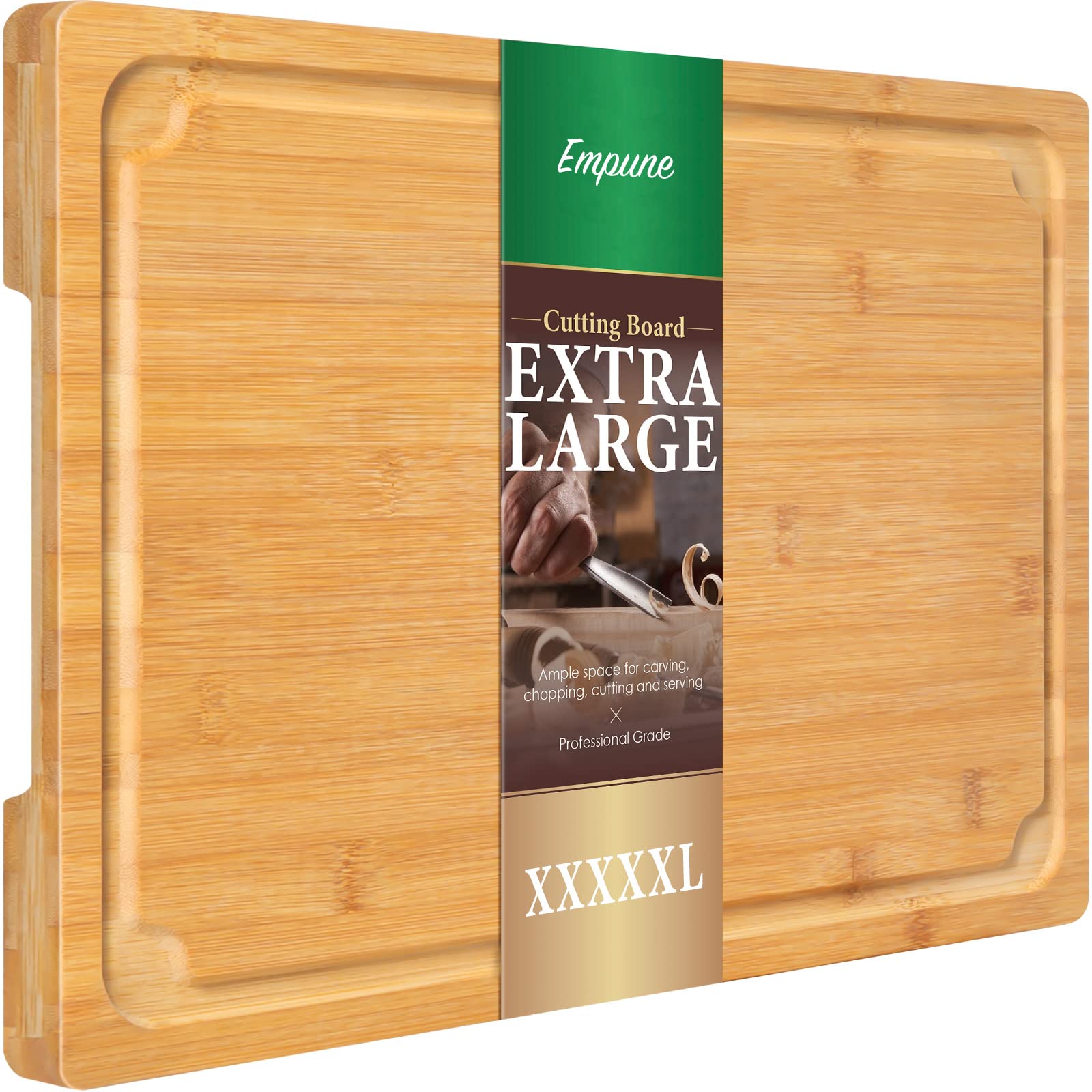36 x 24 Extra Large Cutting Board, Bamboo Cutting Boards for Kitchen with Juice Groove and Handles Kitchen Chopping Board for Meat Cheese board Heavy Duty Serving Tray, 5XL, Empune Image 36 x 24 Extra Large Cutting Board, Bamboo Cutting Boards for Kitchen with Juice Groove and Handles Kitchen Chopping Board for Meat Cheese board Heavy Duty Serving Tray, 5XL, Empune Image