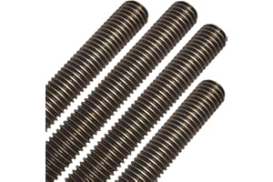 FASTENERS PLUS Conquest Fasteners A307 Fully Threaded Rod, 1/4" Diameter, 20 Thread Size, 24" Length, Right Hand Threads Designed for Hanging Fixtures, Sprinklers, Lights - Plain Finish (4 Pack)