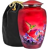 Trupoint Memorials Cremation Urns for Human Ashes Adult Female, Decorative Burial Urn for Men & Women – Large, Red Hummingbird