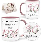 Lingdeer 50th Birthday Gifts for Women Her, 1976 Vintage Birthday Coffee Mugs with Silicone Coaster, Fabulous 1976 Gifts Ideas for 50 Years Old Women Mom Sisters Grandma