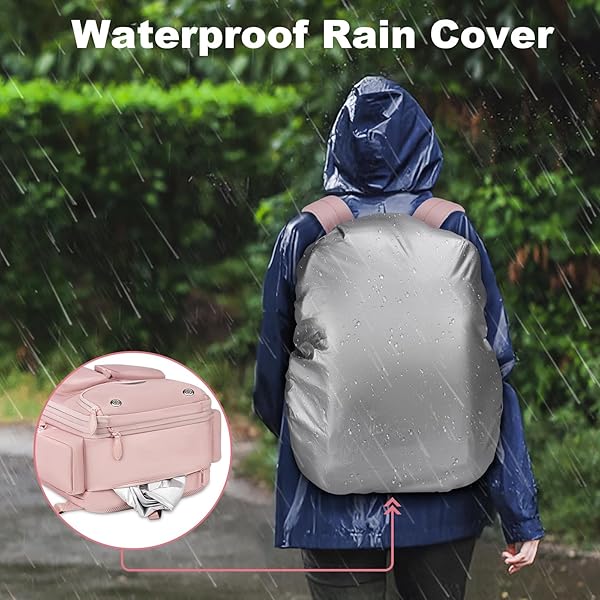 TAYGEER VACUUM BACKPACK, EXPANDABLE VACUUM SEAL CARRY ON BACKPACK WITH RAIN COVER, 17” LAPTOP COMPRESSION BACKPACKS TRAVEL WITH SHOE COMPARTMENT, TSA APPROVED PERSONAL ITEM COMPRESSION BACK PACK,PINK