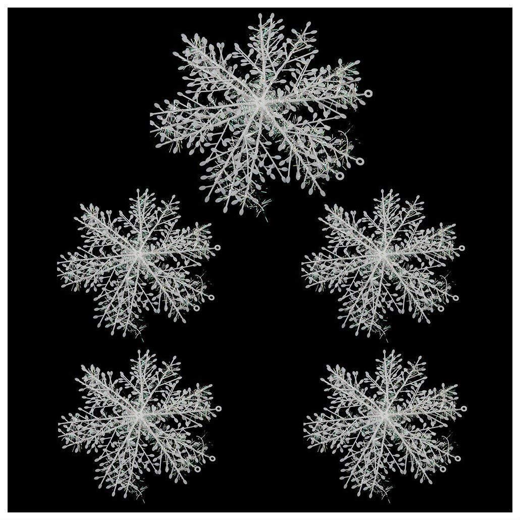 Zogin Winter White Snowflake Ornaments Christmas Festival Party Decoration - Set of 30