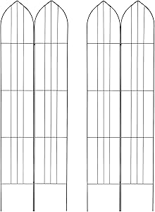 OUTOUR Foldable Metal Garden Trellis 2 Pack Wire Lattice Grid Panels for Rose Vines, Climbing Plants, Flower, Vegetables, Cucumber, Vegetables, Clematis Support, Outdoor Patio Lawn Yard Decoration