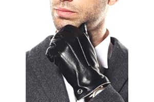 ELMA Winter Leather Gloves for Men -Touchscreen Cashmere/Fleece Lined Cold Weather Driving Fashion Dress