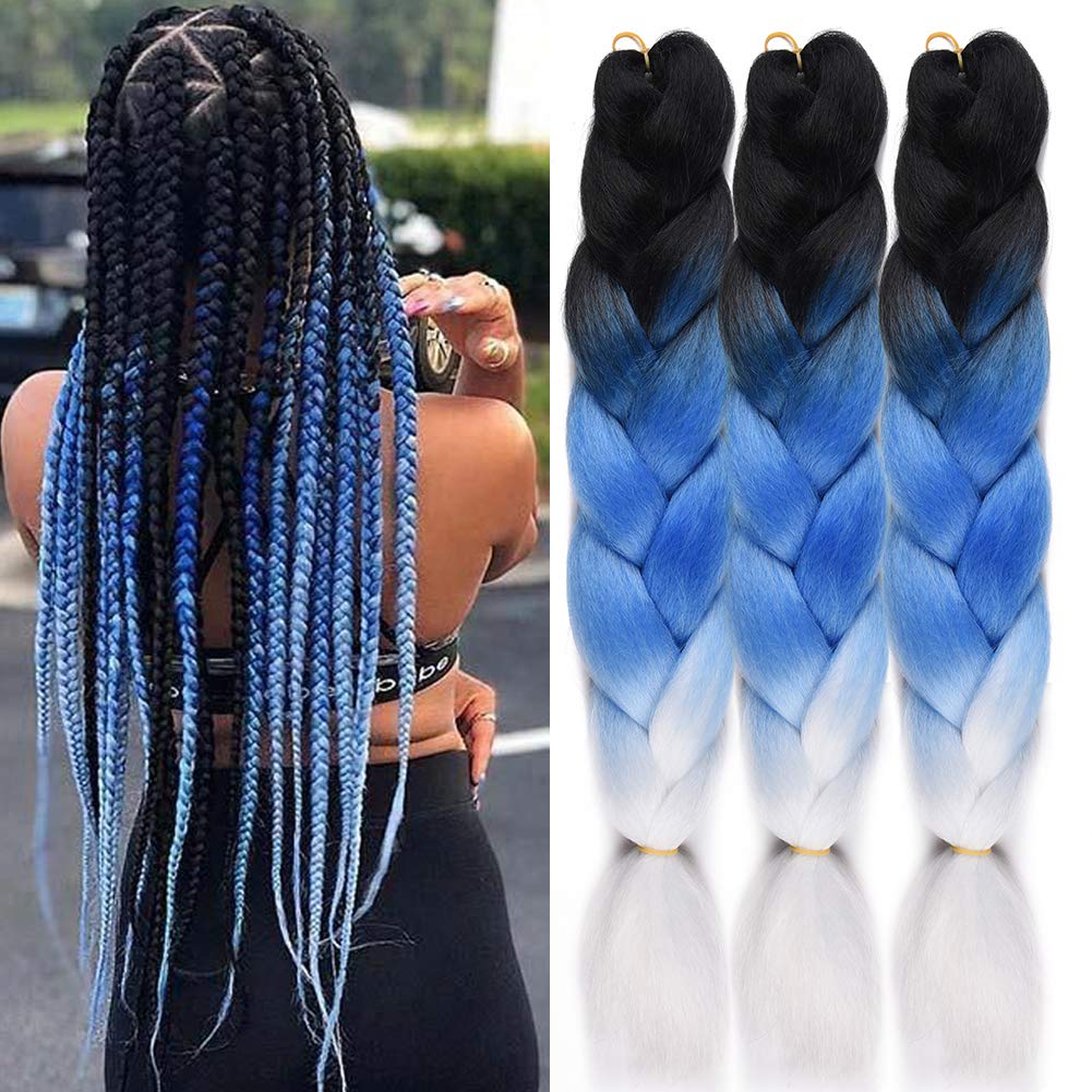 Amazon Com Christmas Gift 3 Pack Kanekalon Jumbo Braiding Hair Extensions 24inch Ombre Blue White Kanekalon Synthetic Jumbo Braid Hair High Temperature Kanekalon Braiding Hair Black Blue White Beauty christmas gift 3 pack kanekalon jumbo braiding hair extensions 24inch ombre blue white kanekalon synthetic jumbo braid hair high temperature kanekalon