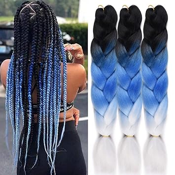 Amazon Com Christmas Gift 3 Pack Kanekalon Jumbo Braiding Hair Extensions 24inch Ombre Blue White Kanekalon Synthetic Jumbo Braid Hair High Temperature Kanekalon Braiding Hair Black Blue White Beauty christmas gift 3 pack kanekalon jumbo braiding hair extensions 24inch ombre blue white kanekalon synthetic jumbo braid hair high temperature kanekalon