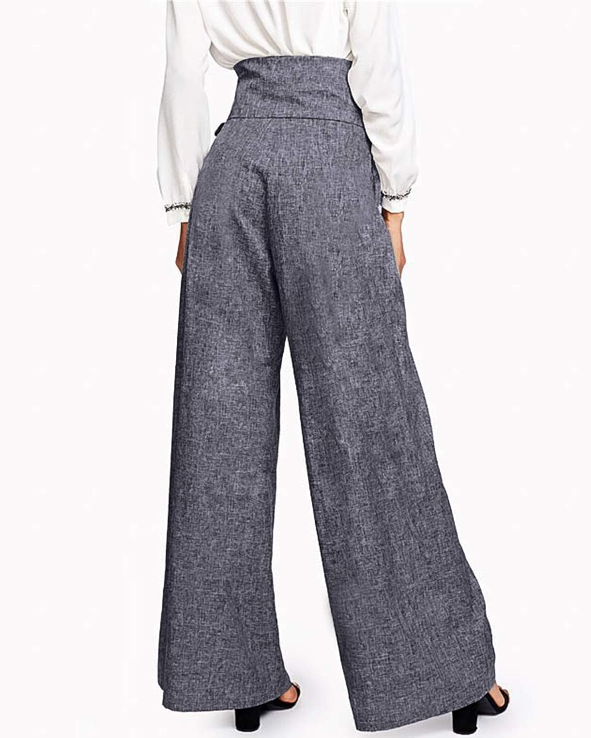 CNFIO Pantaloni Donna Eleganti Vita Alta Casual con Cintura a Vita Alta  Decorato con Fiocco Donna Abbigliamento berjaya.edu.my
