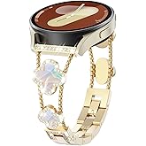 WINGLE for Galaxy Watch 8/8 Classic Band 40/44/46mm Galaxy Watch 7 6 5 4 FE Band 40mm 44mm Samsung Watch 5 Pro Bands 45mm, Women Four Leaf Clover Bling Bands for Watch 6/4 Classic 43mm 47mm 42mm 46mm