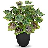 14.5" Artificial Plants Indoor Home Decor, Fake Potted Silk Plants for Shelves Living Room Decorative, Small Artificial Office Desk Plants in Pots, Faux Grape Leaf Vine Hope Tropical House Plant