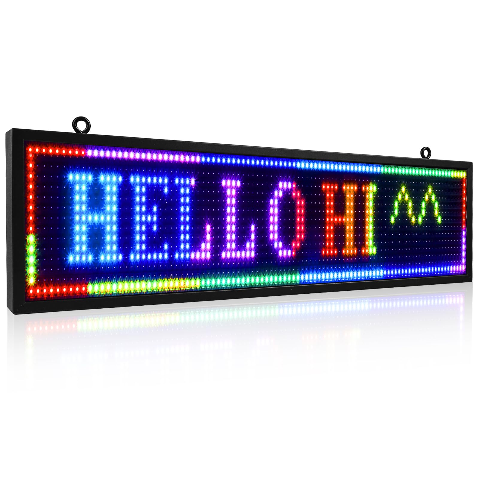 Photo 1 of **** ITEM DOESN NOT TURN ON***FINAL SALE/NO RETURN, VIEW NOTES***
LED Scrolling Display Sign - RGB Full Colour Programmable Signage Board for Shopfront, Barber Shop, Massage Salon, Takeaway, Café, Gym, High-Vis & IP64 Rated Waterproof Open Sign (39"X8")