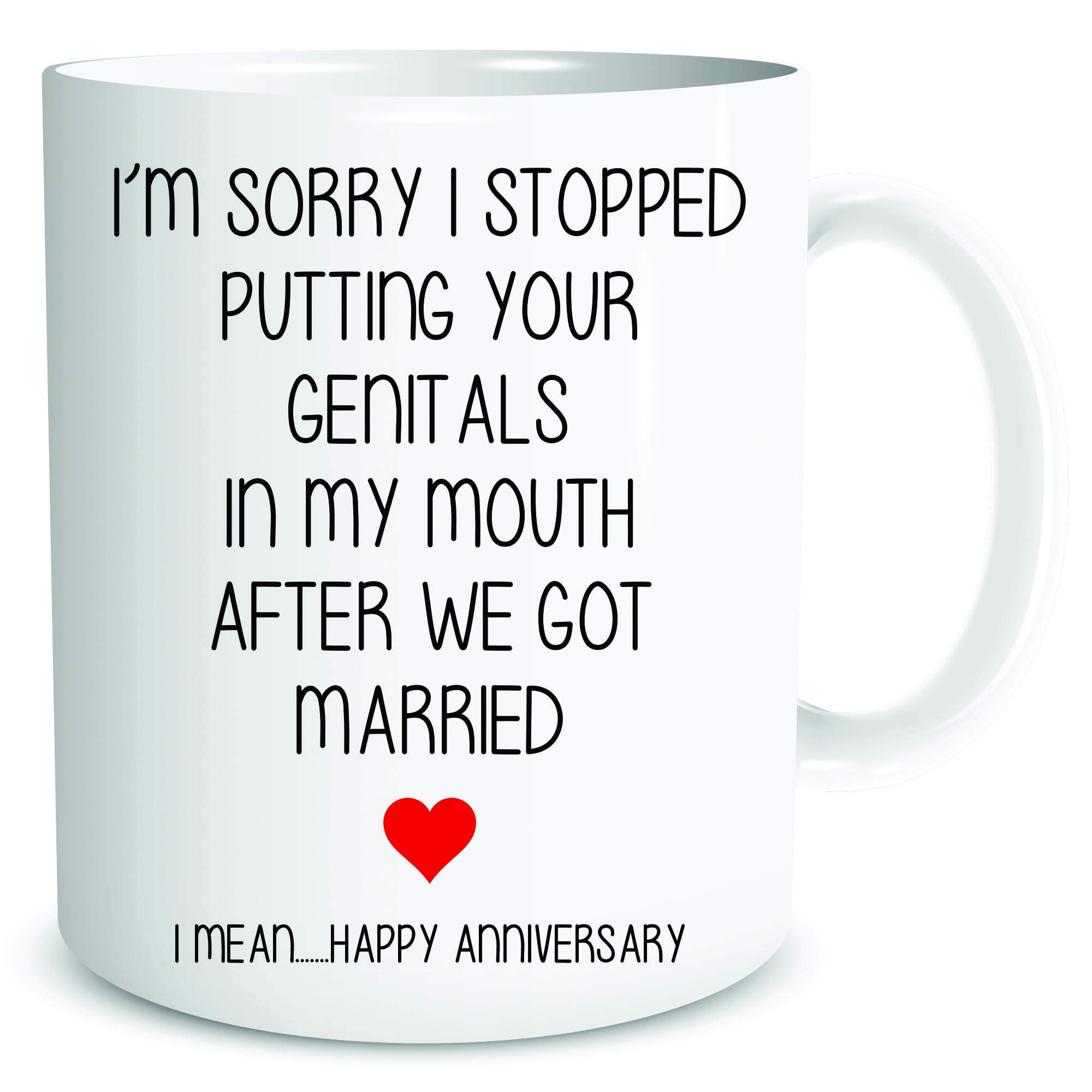 Funny Rude Mugs Happy Anniversary Mugs Present Husband Gay Marriage Genitals in My Mouth Joke Banter WSDMUG1975