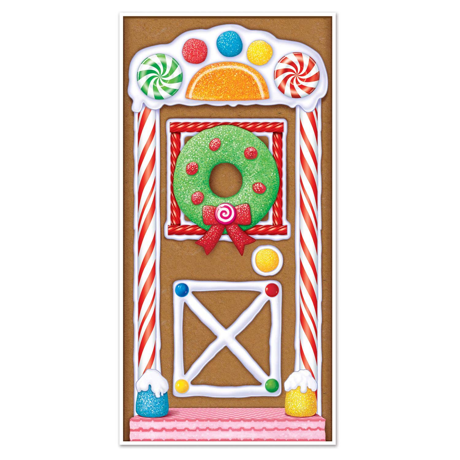 Beistle Gingerbread House Door Covers 2 Piece Christmas Party Supplies, Winter Décor, 30