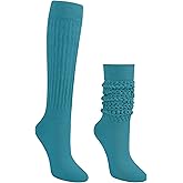 Auranso Slouch Socks Women Cotton Scrunch Knee High Long Knit Boot Socks 6-11