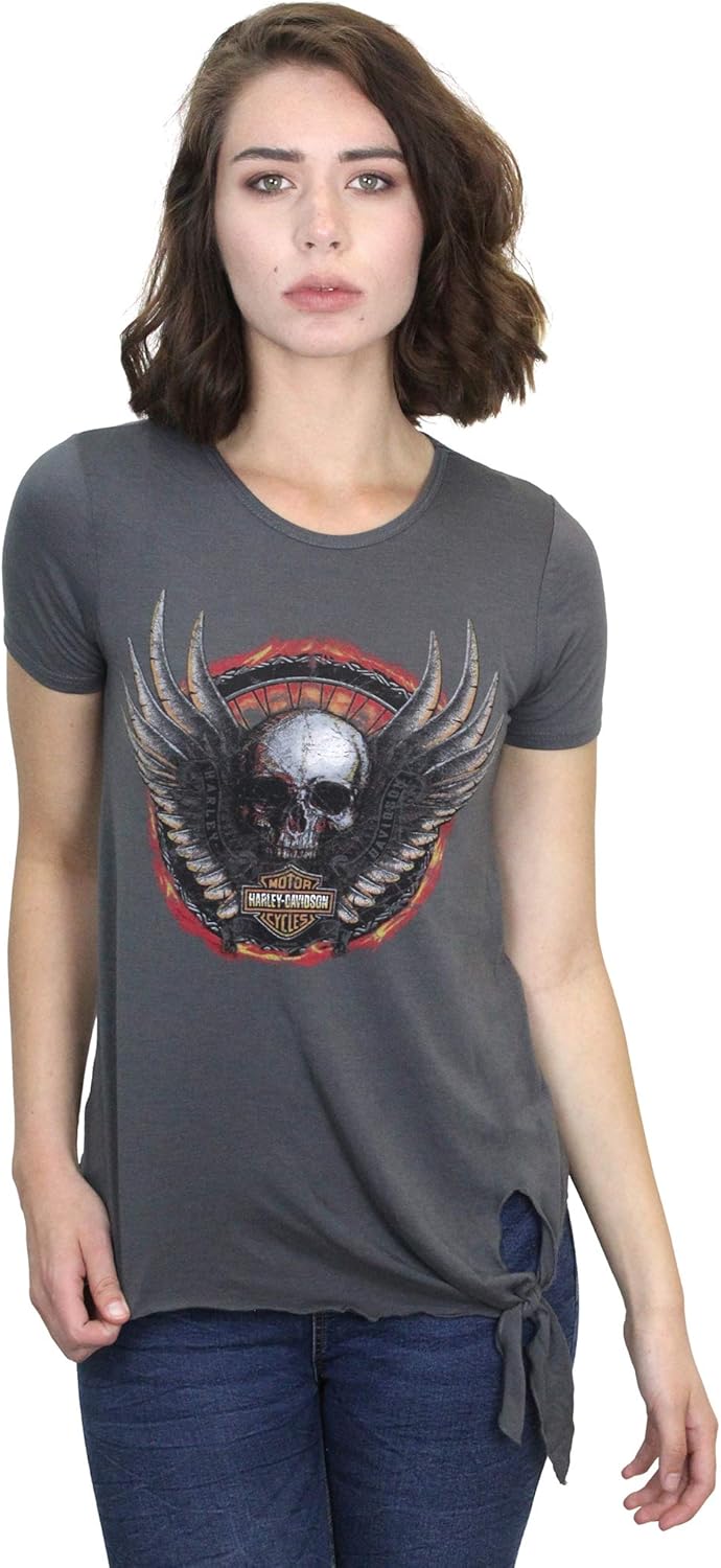 HARLEY-DAVIDSON - Playera de Manga Corta para Mujer, diseño de Calavera