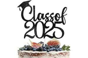 RAMCIYO Class of 2025 Cake Topper - Grad 2025 Cake Decorations, Congrats Grad 2025 Decorations, Congratulations Cake Decor, High School College Graduation Decorations Black Glitter