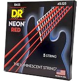 DR Strings NRB5-45 Hi-Def Neon Red K3 Coated Bass Guitar Strings - .045-.125 Medium 5-string