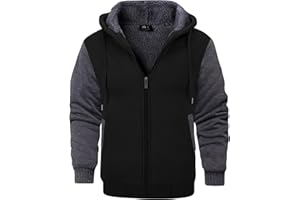 GEEK LIGHTING Men’s Fleece-Lined Zip Up Hoodie, Thick Hooded Jacket Winter Warm Athletic Sweatshirt