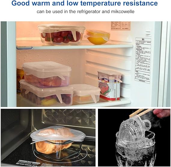 Longzon Siliconen Stretch Deksel 13 Stuks 7 Ronde 6 Rechthoek Flexibele Herbruikbare Siliconen Voedselhoezen Voor Kopjes Mokken Blikjes Gebruik In Magnetron En Vriezer Transparant Amazon Nl