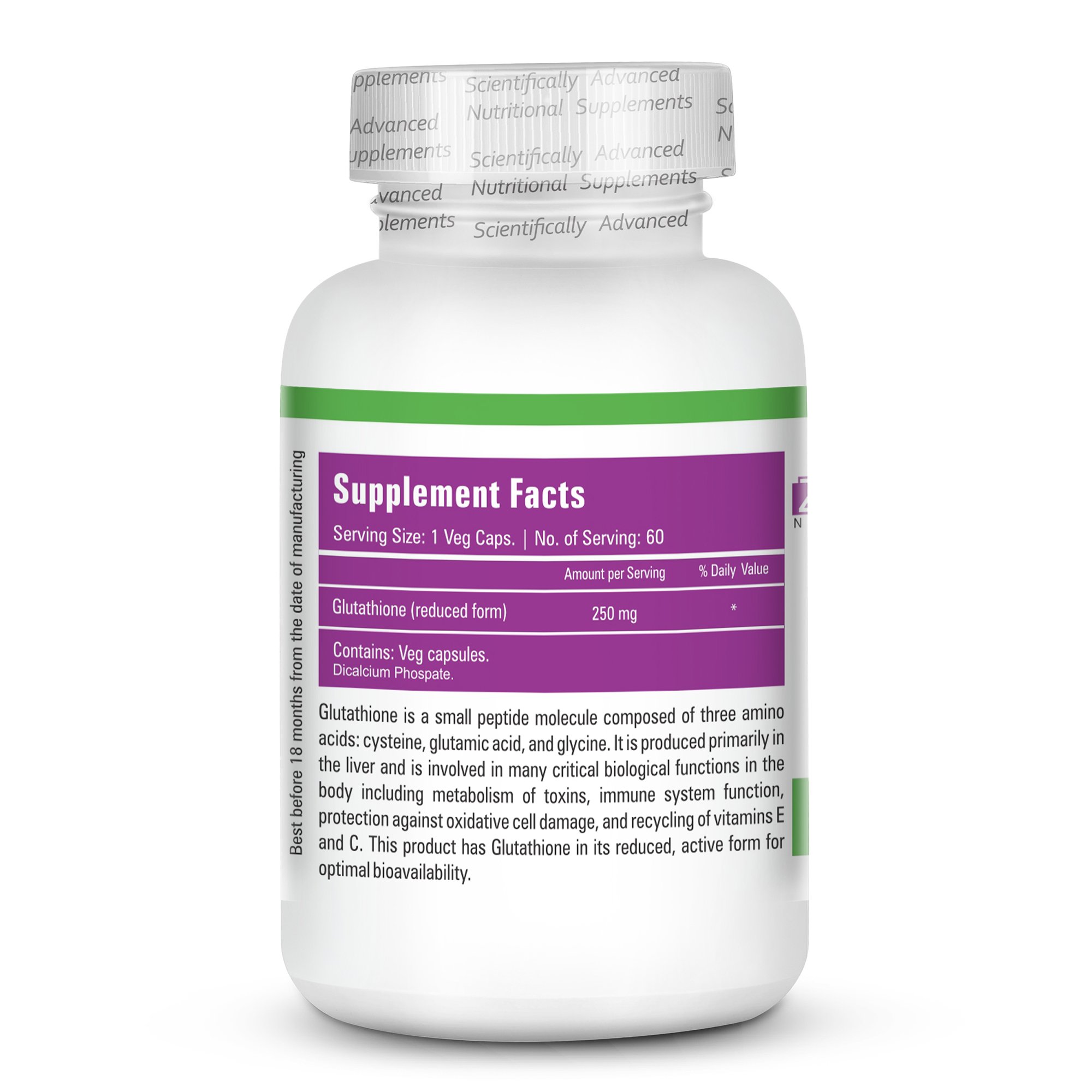 Zenith Nutritions Glutathione Reduced Form 250 Mg 60 Veg Capsules