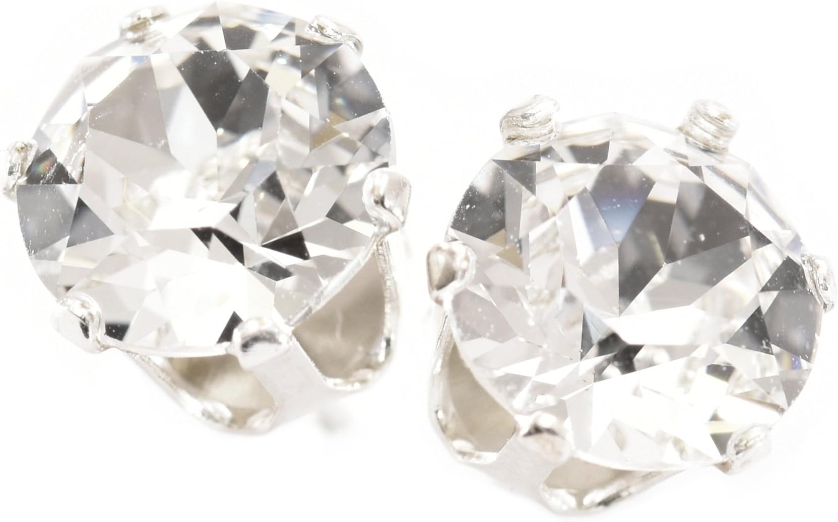 Sterling Silver Stud Earrings – 9 mm, Expertly Made with Sparkling Swarovski Crystal Stone. Diamantweißem
