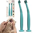 PAWINTOWN Soft Cat Toothbrush Set – Suitable for Dogs – Food Grade Silicone – Dental Care, Teeth Cleaning, Tooth Brushing Kit (Tropical Teal)