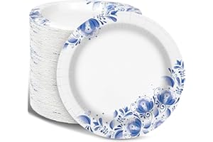 Charmount Paper Plates Bulk 8.5 Inch 150 Count, Disposable Dinner Plates,Thickened Printed Dinner Plates, Soak Proof, Cut Pro