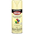 Krylon K05570007 COLORmaxx Spray Paint and Primer for Indoor/Outdoor Use, Satin Meringue Yellow, 12 Ounce (Pack of 1)