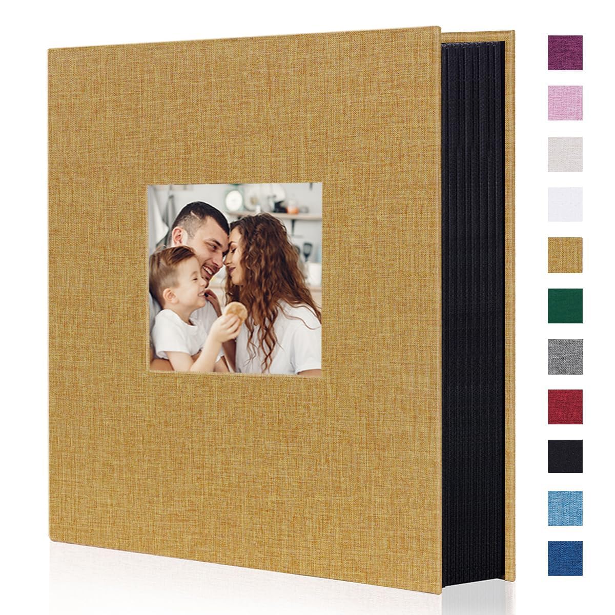 Miaikoe Photo Album 6x4 400 Pockets Slip in Large Capacity Album for Family Wedding Anniversary Linen Album Book Holds 400 Vertical 10x15cm Photos(400 Pockets, Khaki)