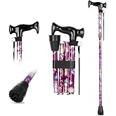 MFE Folding Cane, Adjustable Walking Cane for Men &amp; Women, Lightweight Foldable Canes with Ergonomic T Handle, Collapsible Walking Stick with Non-Slip Tip for Seniors Stability