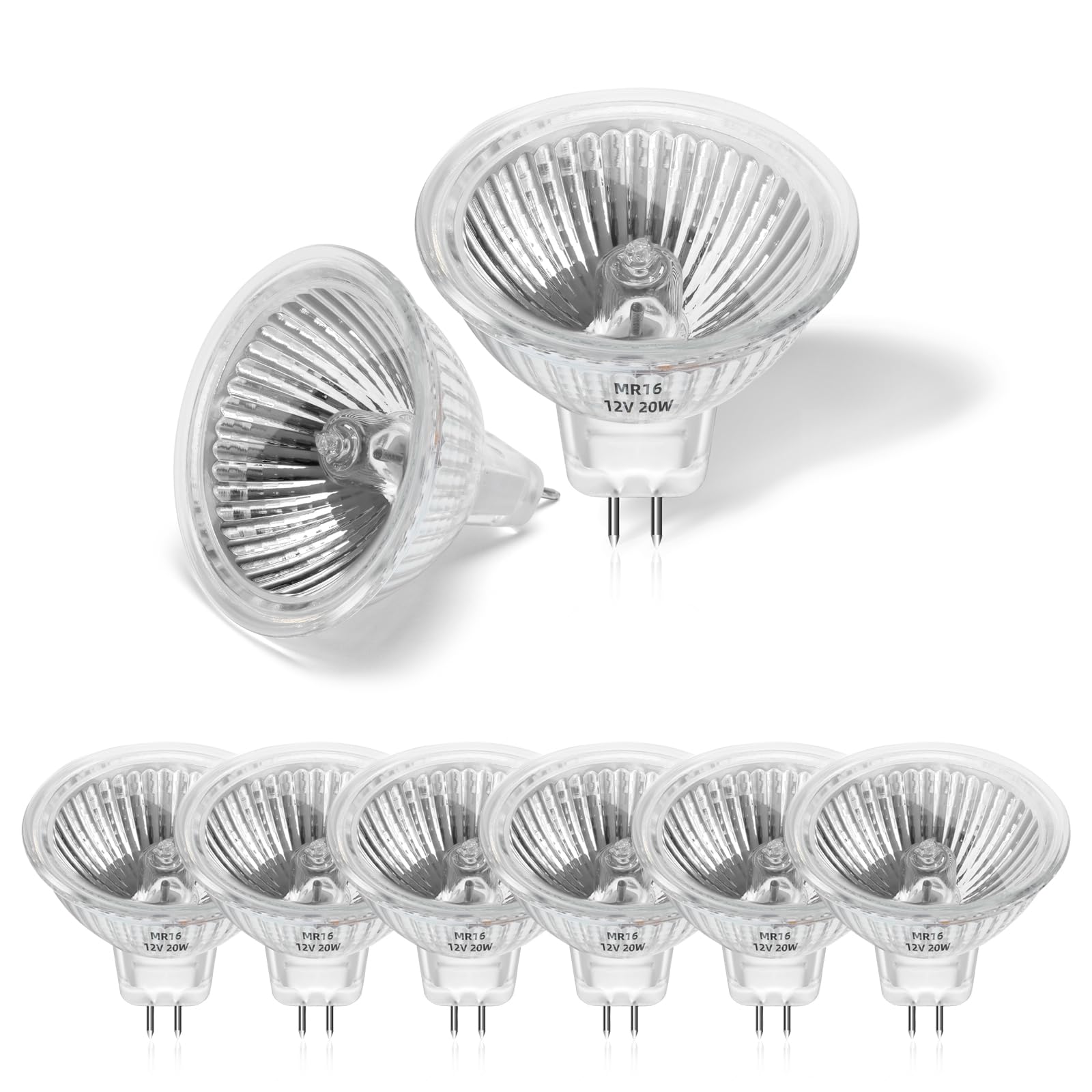 Morotty 8 Pack MR16 Halogen Light Bulbs 20W 12V, GU5.3 Halogen Spotlight Bulbs for Ceiling Light, Recessed Lighting, Exhibition Lighting, Landscape Lighting