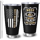 RUIYIMOEO Boss Gifts for Men, Best Boss Ever Coffee Mugs, Birthday Gifts for Bosses Travel Mug, 20oz Coffee Tumbler, Gift for Male Coworker Coffee Mugs