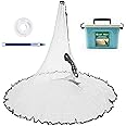 Handmade American Saltwater Fishing Cast Net, BETTER LEADER Fish Net for Bait Trap 3/4/5/6/8 FT Radius with Heavy Duty Zinc Sinker Weights Fishing Net for Freshwater and Saltwater