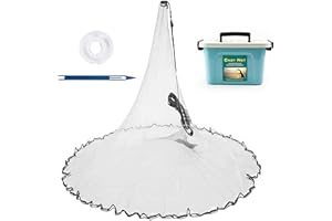 Handmade American Saltwater Fishing Cast Net, BETTER LEADER Fish Net for Bait Trap 3/4/5/6/8 FT Radius with Heavy Duty Zinc Sinker Weights Fishing Net for Freshwater and Saltwater