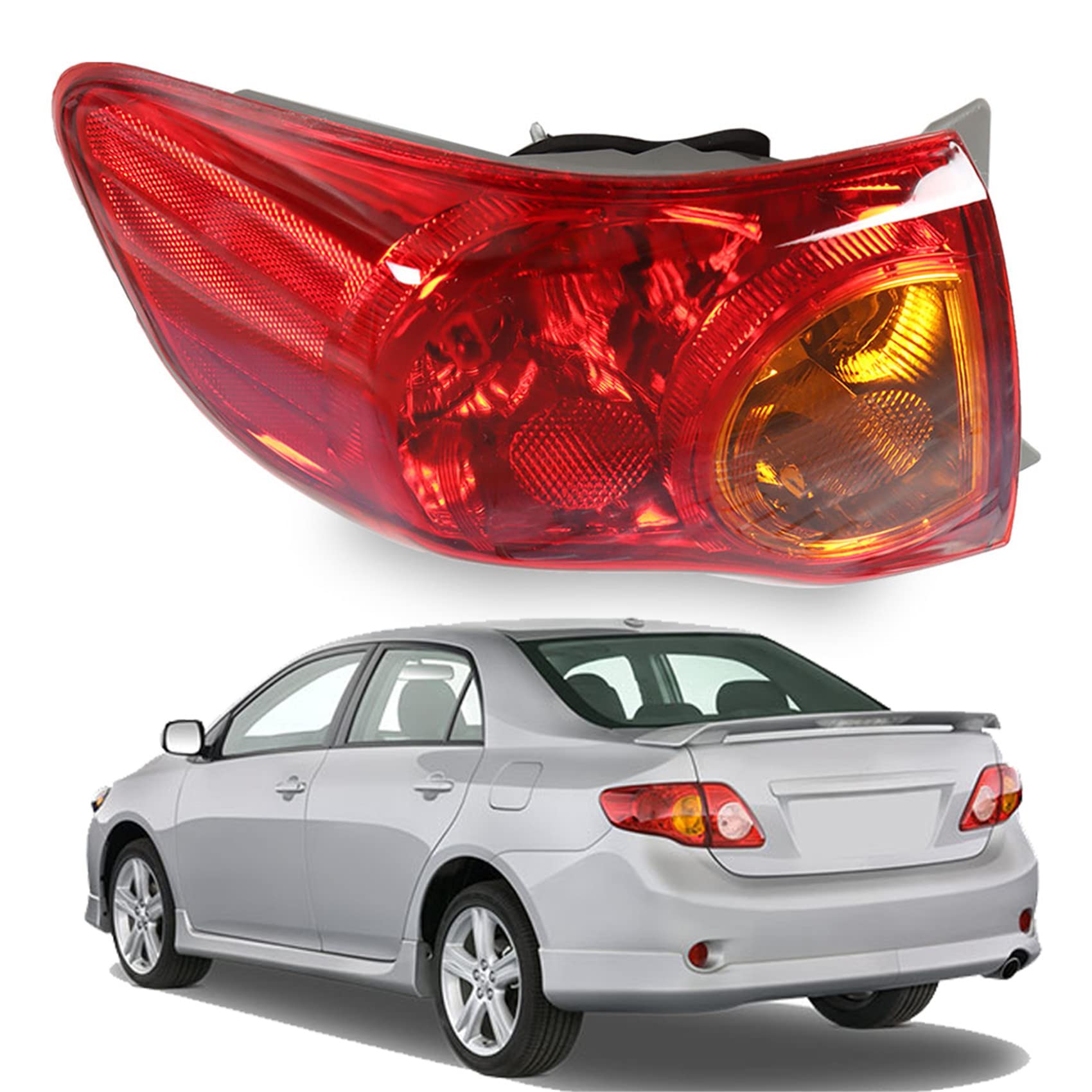 Photo 1 of labwork Left Driver Side LH Tail Light Lamp Assembly Replacement for Toyota Corolla 2009 2010 Outer Rear 8156002460 TO2800175