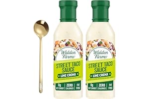 Walden Farms Street Taco Sauce Lime Crema, 12oz - Flavorful Non-Dairy Condiment for Mexican Dishes, with Moofin Golden SS Spoon, Real Lime & Cilantro Blend, Ideal for Tacos & Burritos, [Pack of 2]