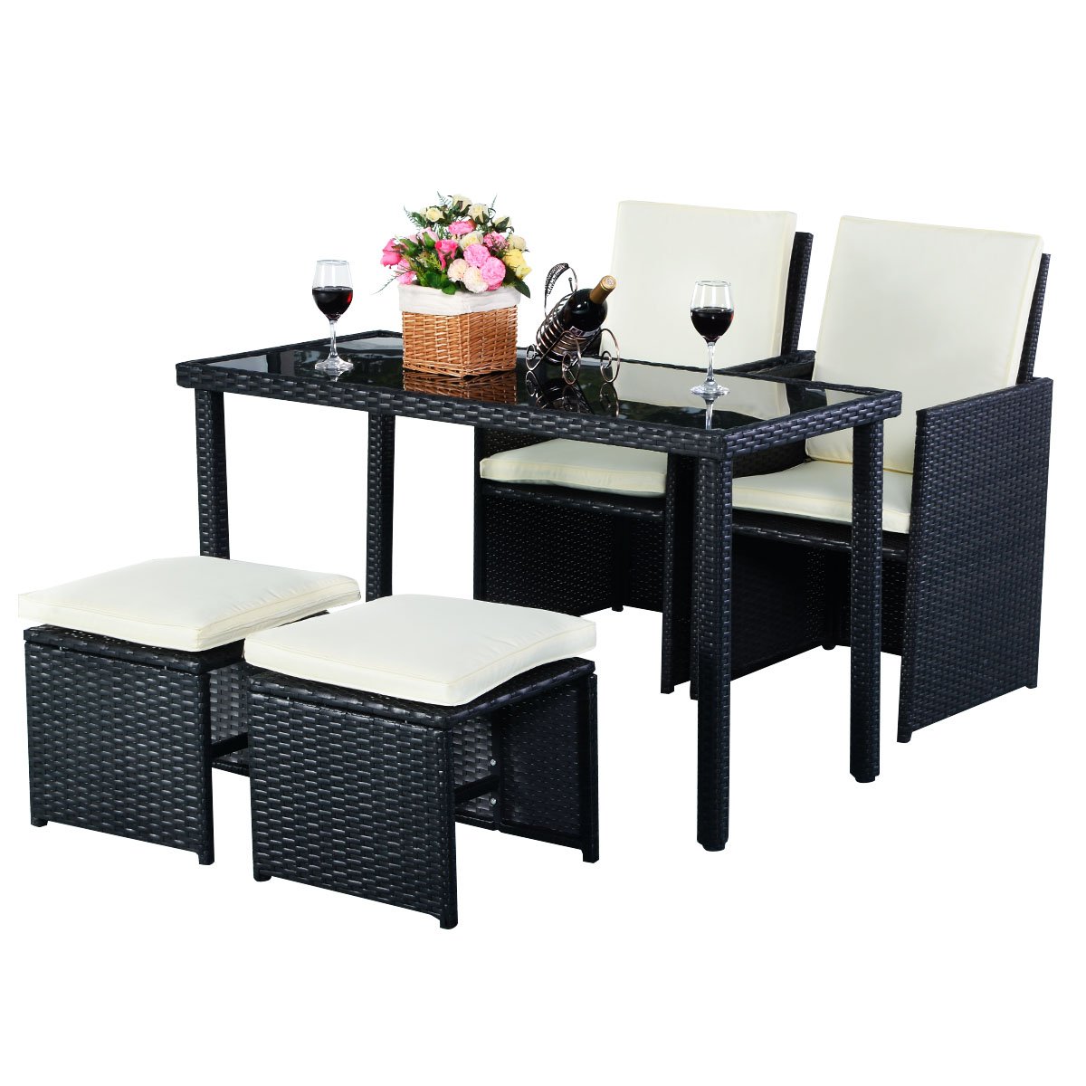 5tlg Gartenmöbel Polyrattan Lounge Set Esstisch Set ...
