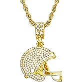 metaltree98 Rope Chain 14k Gold Plated Iced Football Helmet Pendant Necklace HC 1049 G