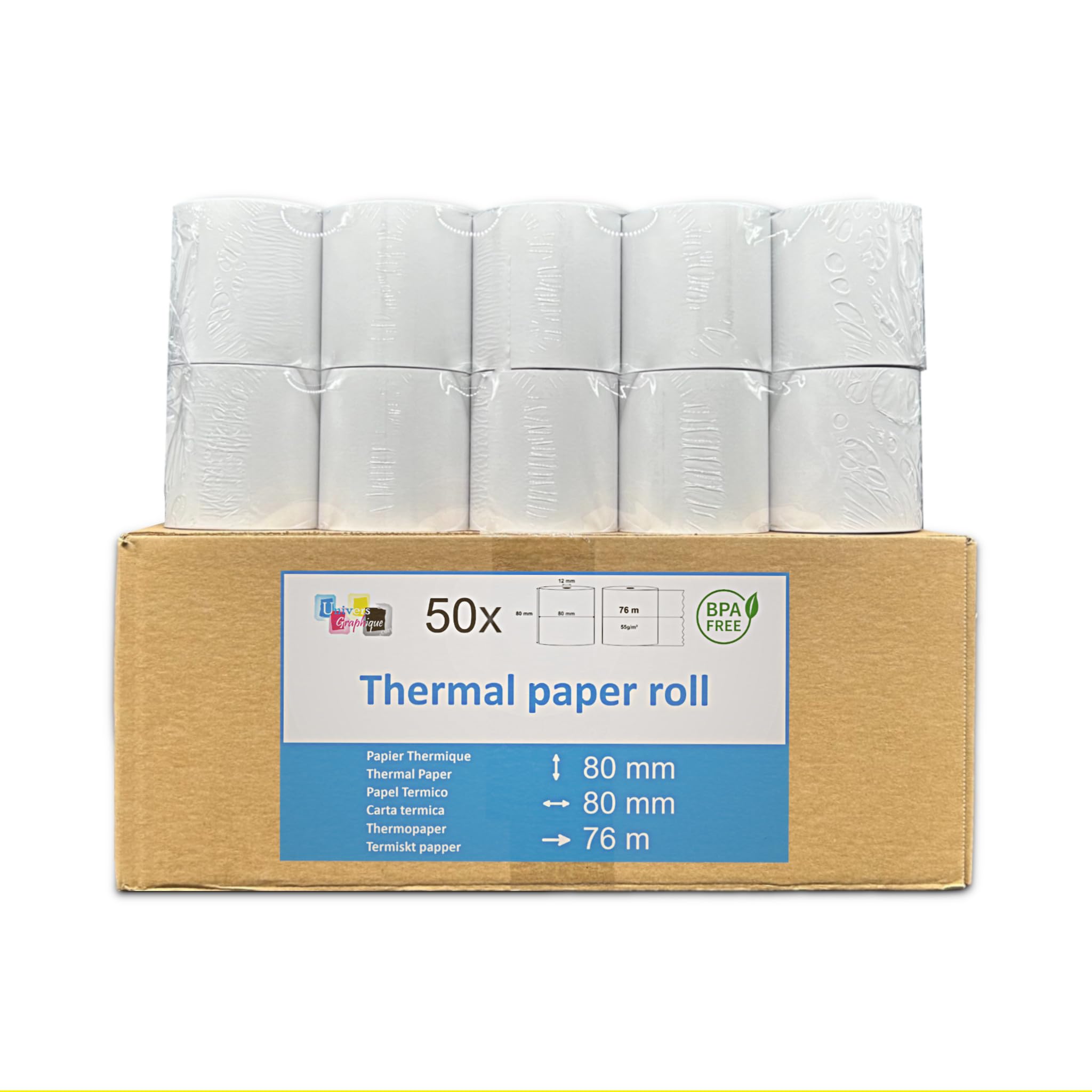 50 Crate coils 80 x 80x 12 mm Thermal Paper for Cash Registers Thermal Paper roll